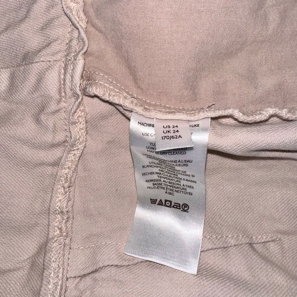 We The Free People Paris Pleated High Rise Button Up Macaroon Beige Denim 24 - Picture 15 of 16